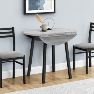 Dining Table Set, 3pcs Set, Small, 35" Drop Leaf, Kitchen, Black Metal, Grey Laminate, Contemporary, Modern
