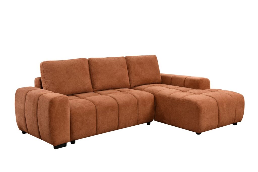 Burnt orange RHF sectional sleeper