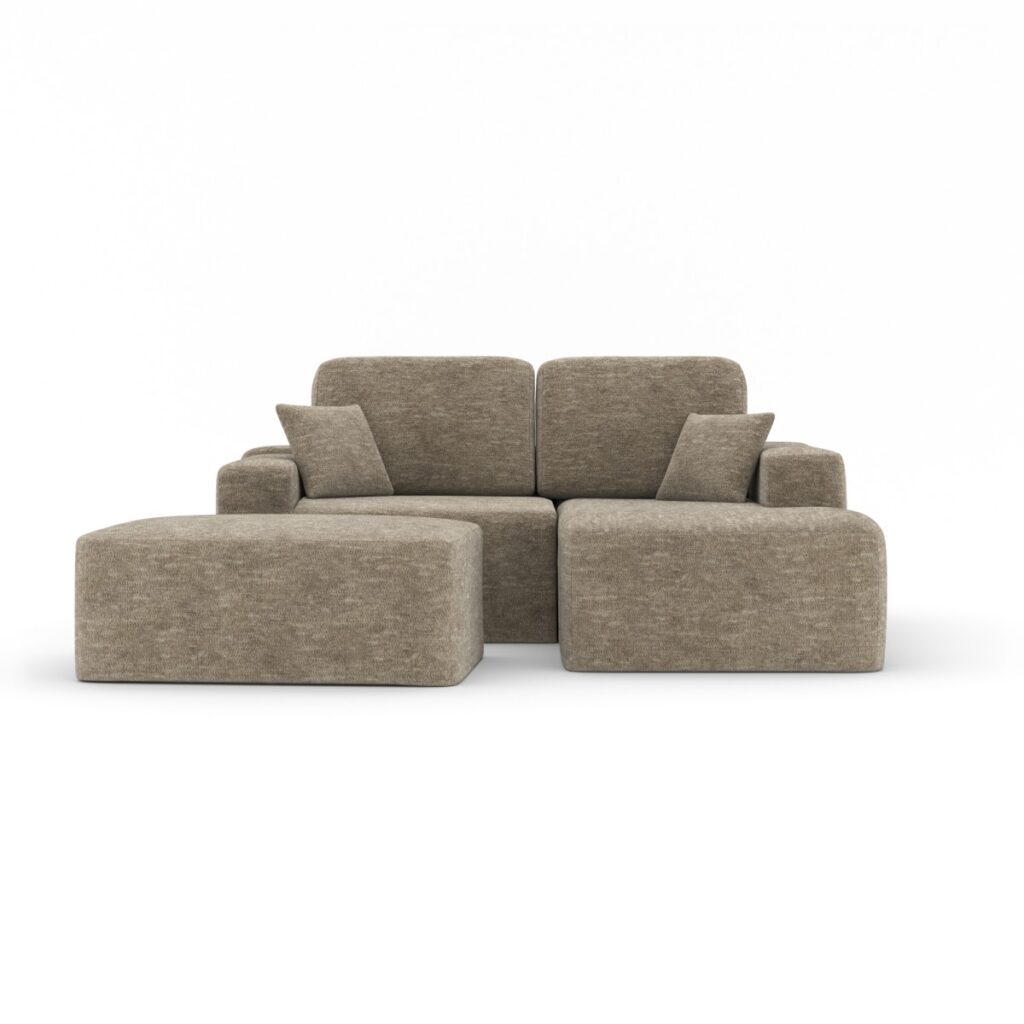 Taupe sectional w ottoman