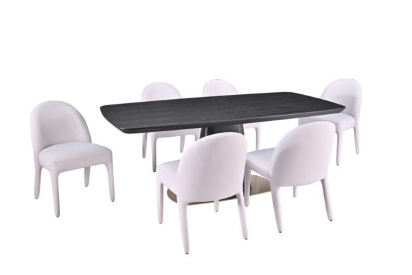 Black and beige 7-piece dining set