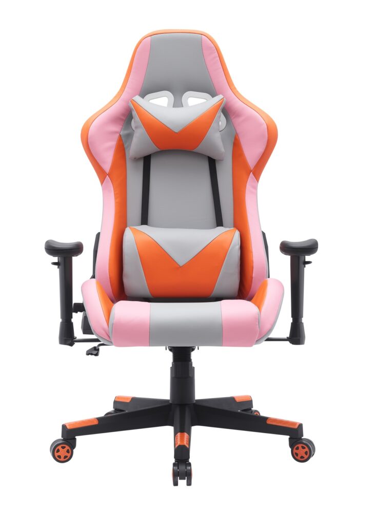 Grey and orange gaming chair