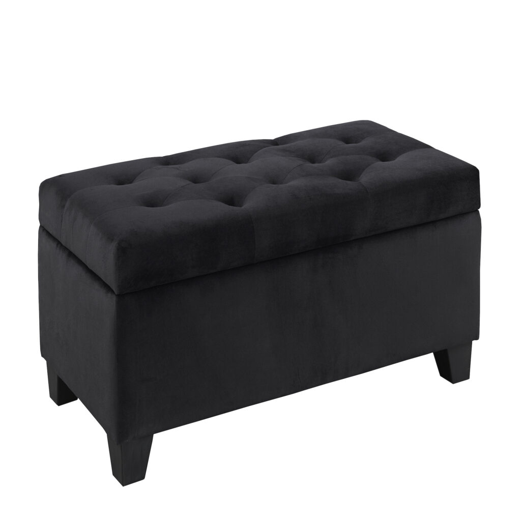Black storage ottoman