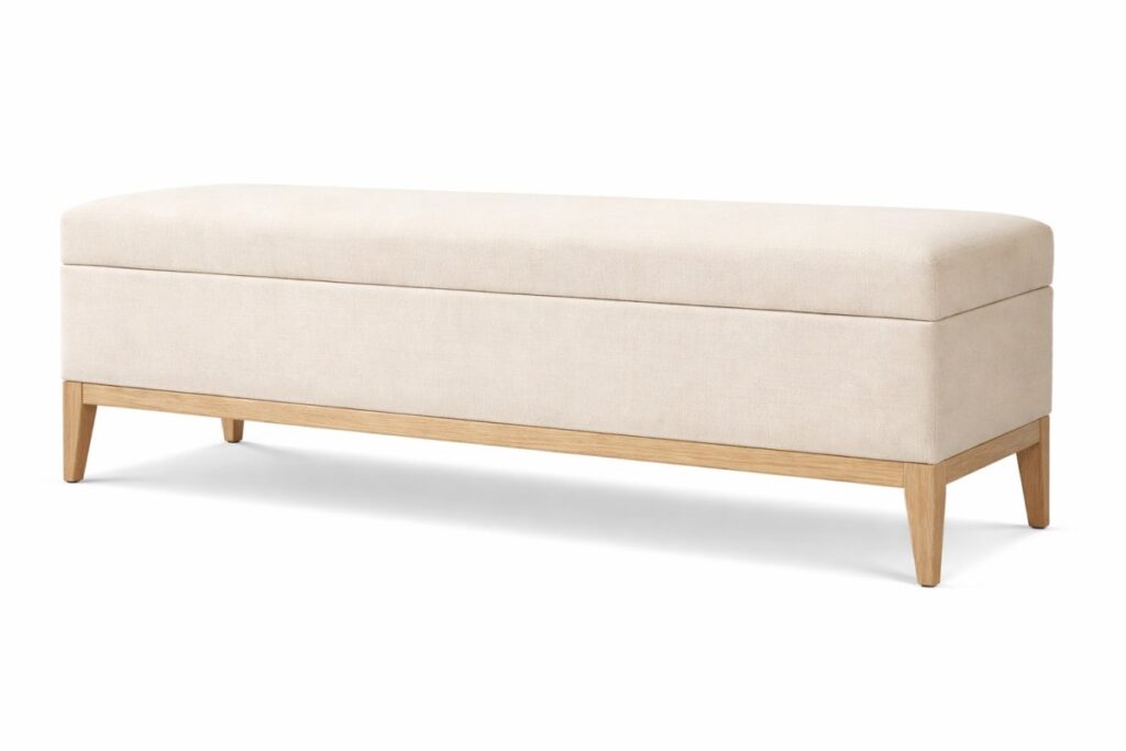 Beige storage bench