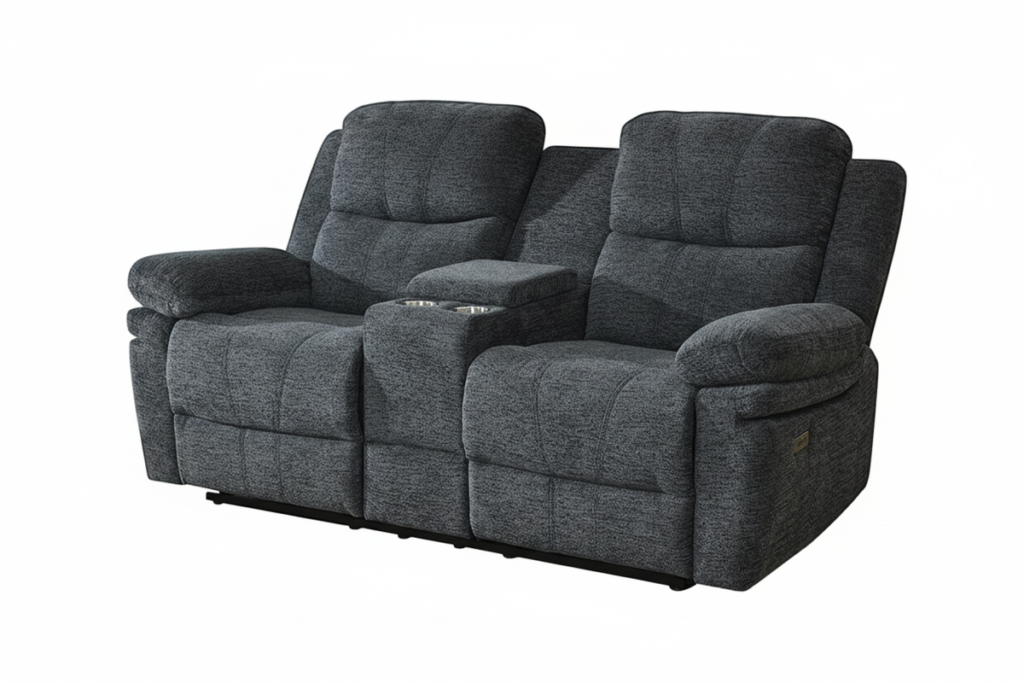 Charcoal power recliner love seat