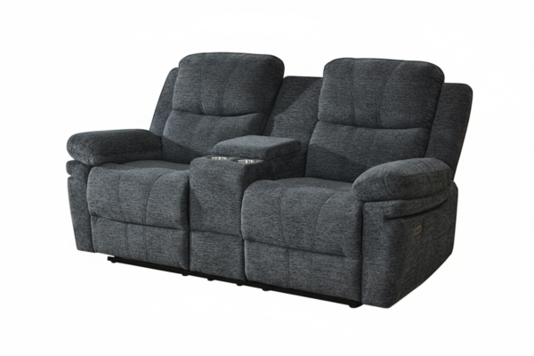 Charcoal power recliner love seat