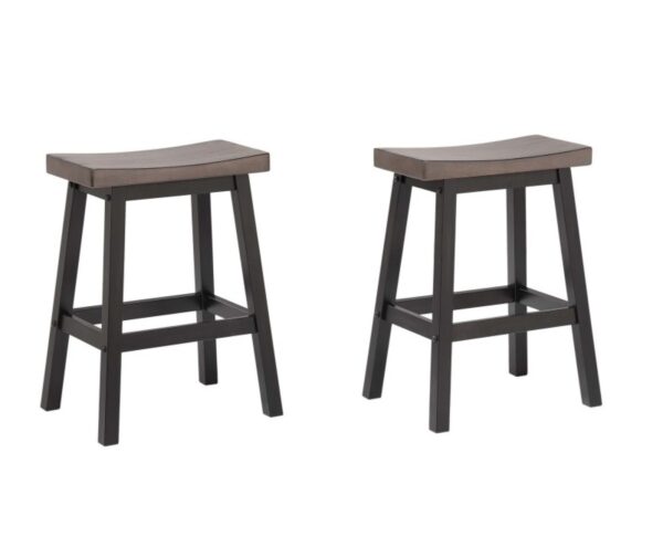 Oak and dark grey counter stool, set of 2