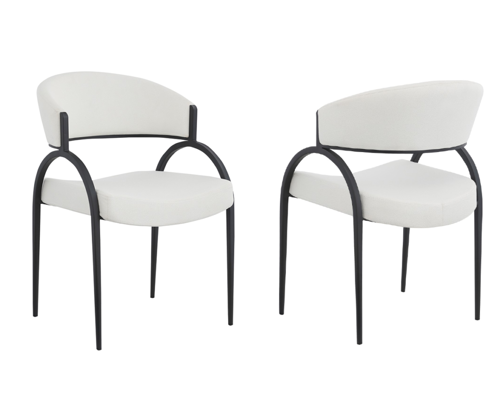 Dining chair, set of 2, cream black