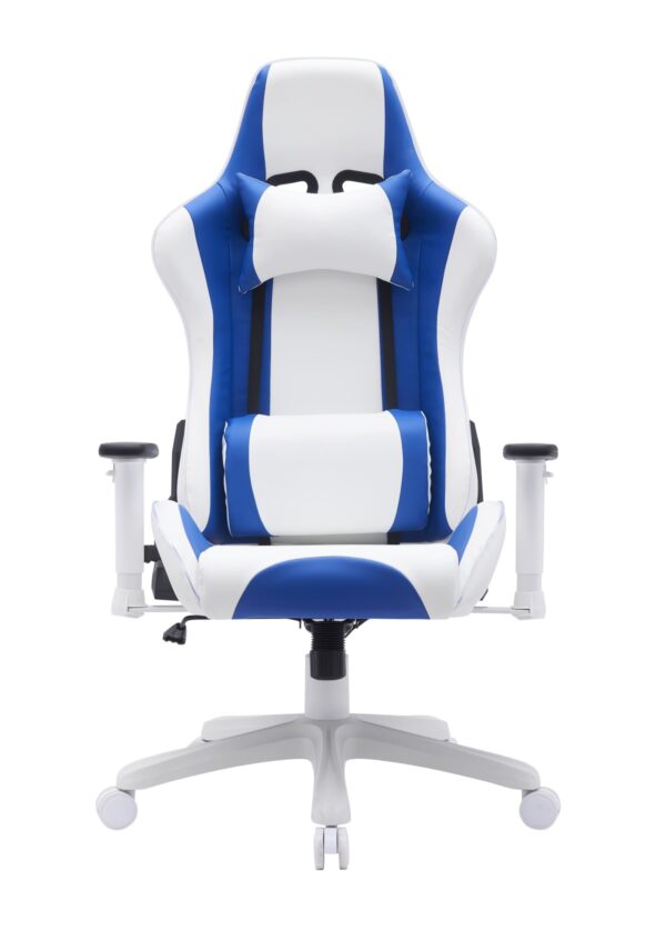 White and blue gaming chair