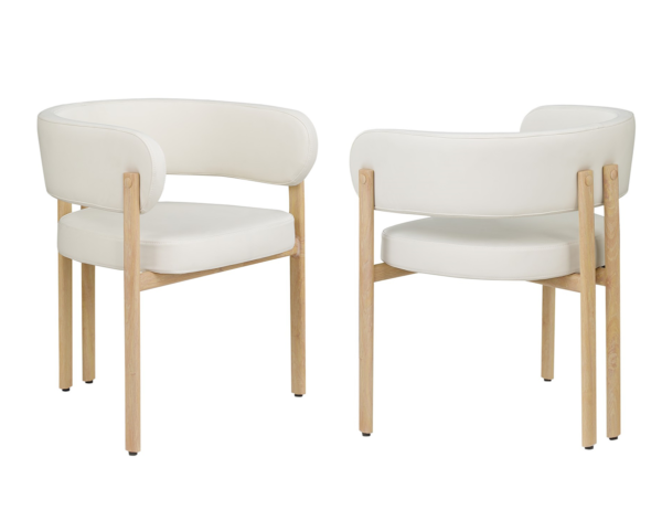 Cream and oak dining chair, set of 2
