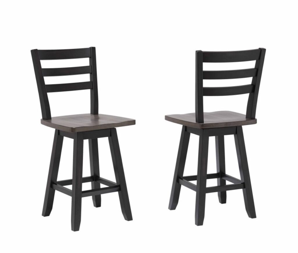 Oak and dark grey counter stool, set of 2