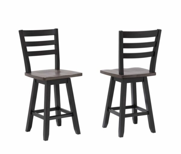 Oak and dark grey counter stool, set of 2