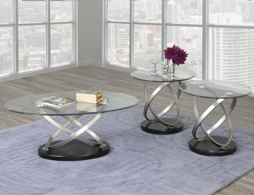 Black and silver 3-piece coffee set