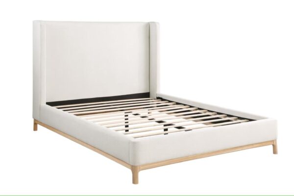 Beige queen bed frame