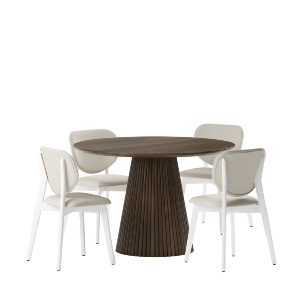 Walnut and white wash 5-piece dining set