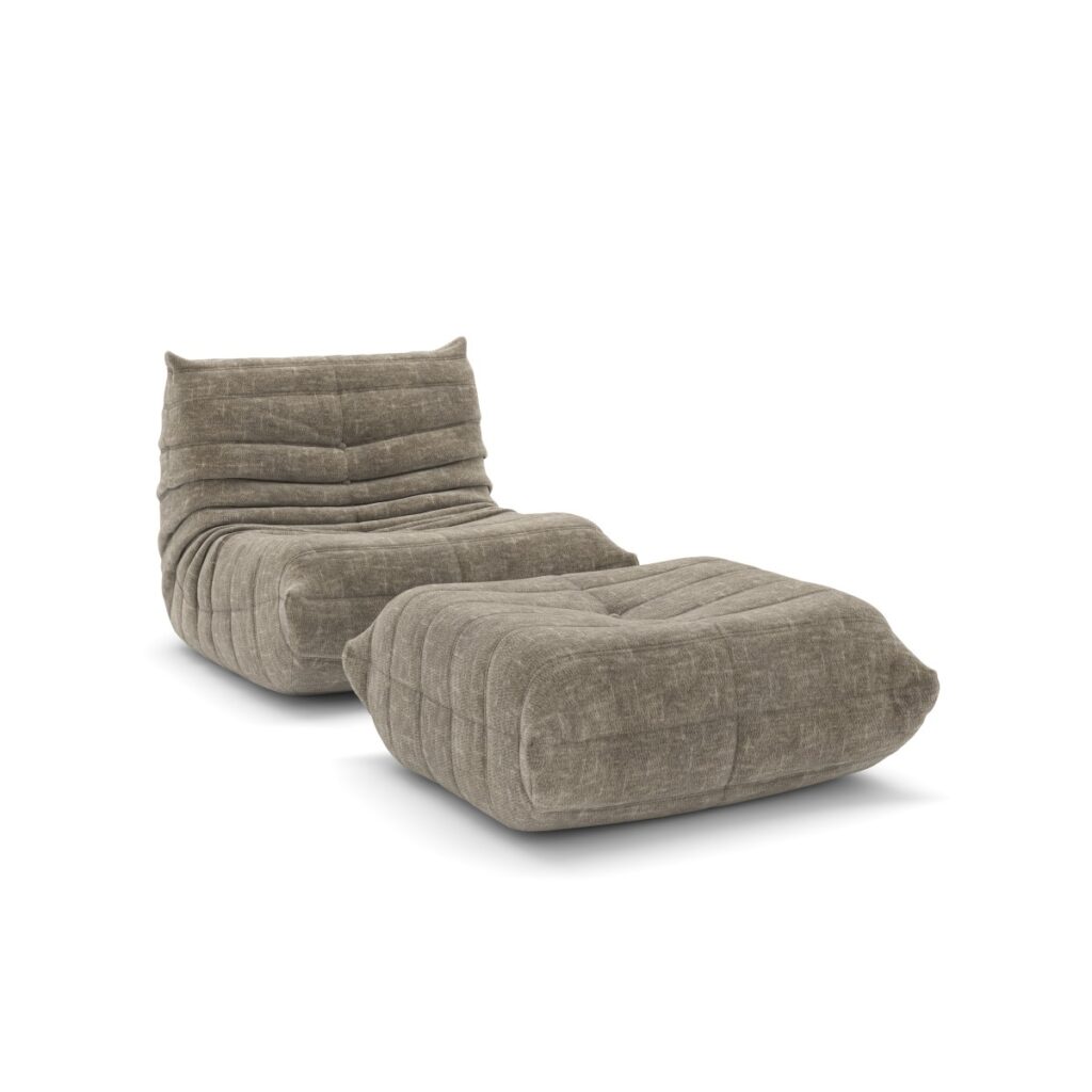 Taupe armless chair & ottoman