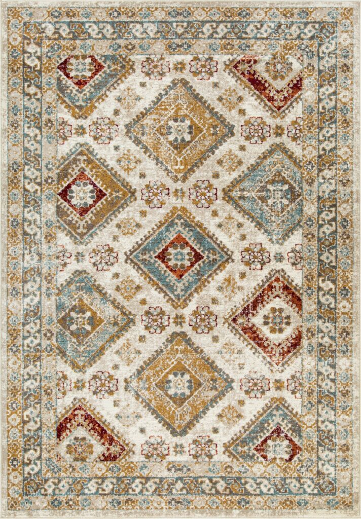 Cream, grey and taupe 7×9 area rug