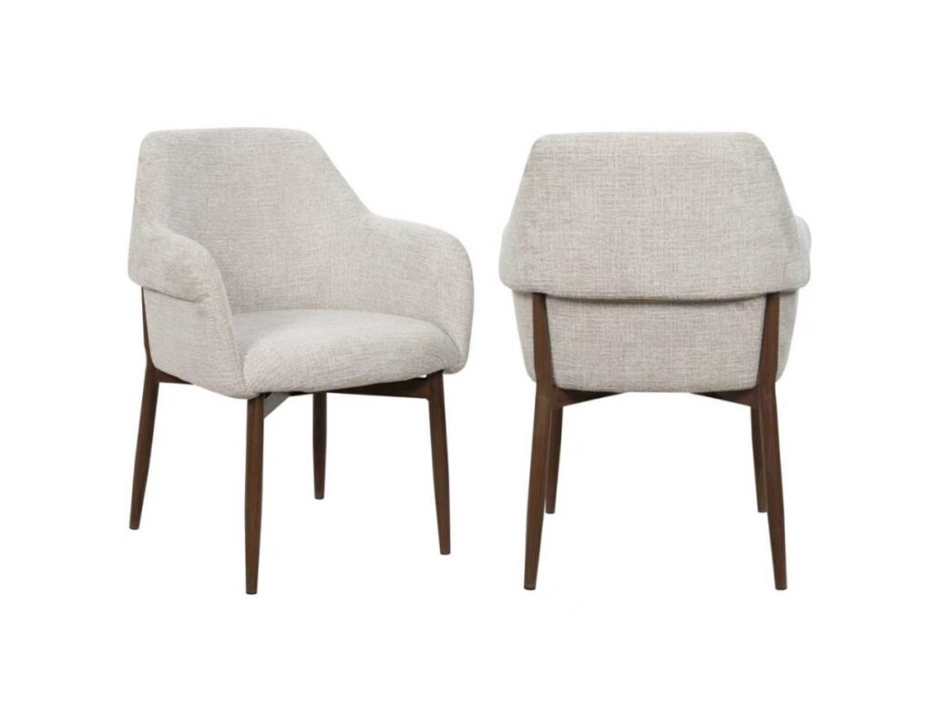 Walnut and beige dining chair, set of 2