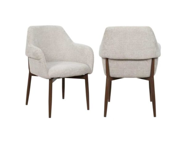 Walnut and beige dining chair, set of 2