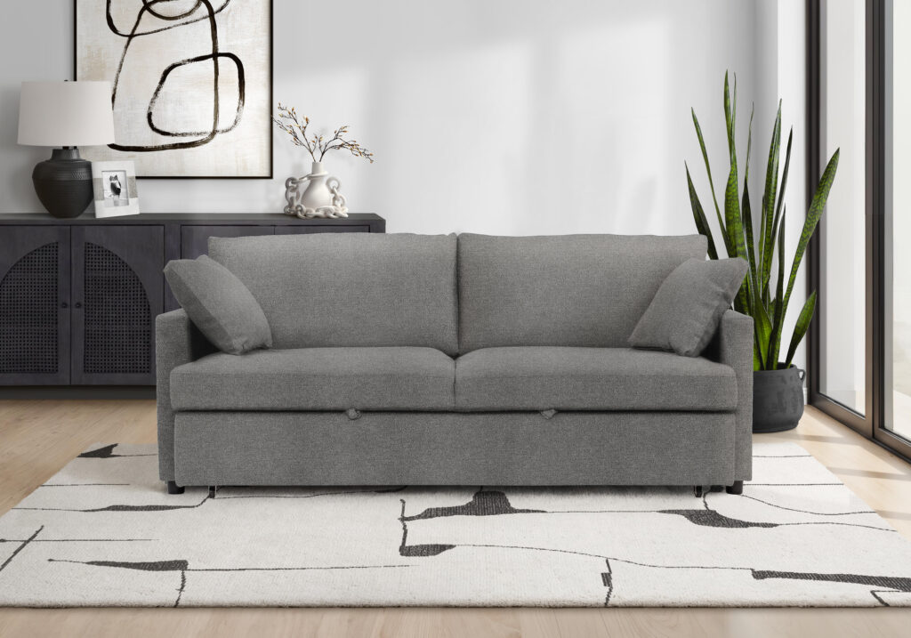 Grey fabric convertible bed sleeper sofa