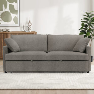 Brown fabric convertible bed sleeper sofa