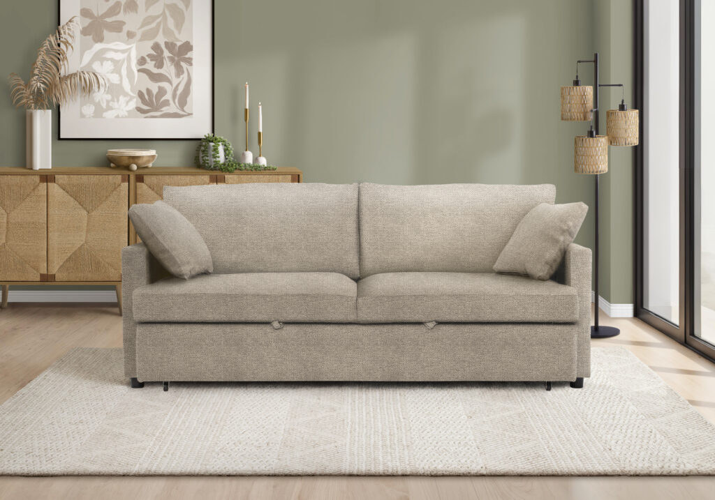 Light beige fabric sleeper sofa