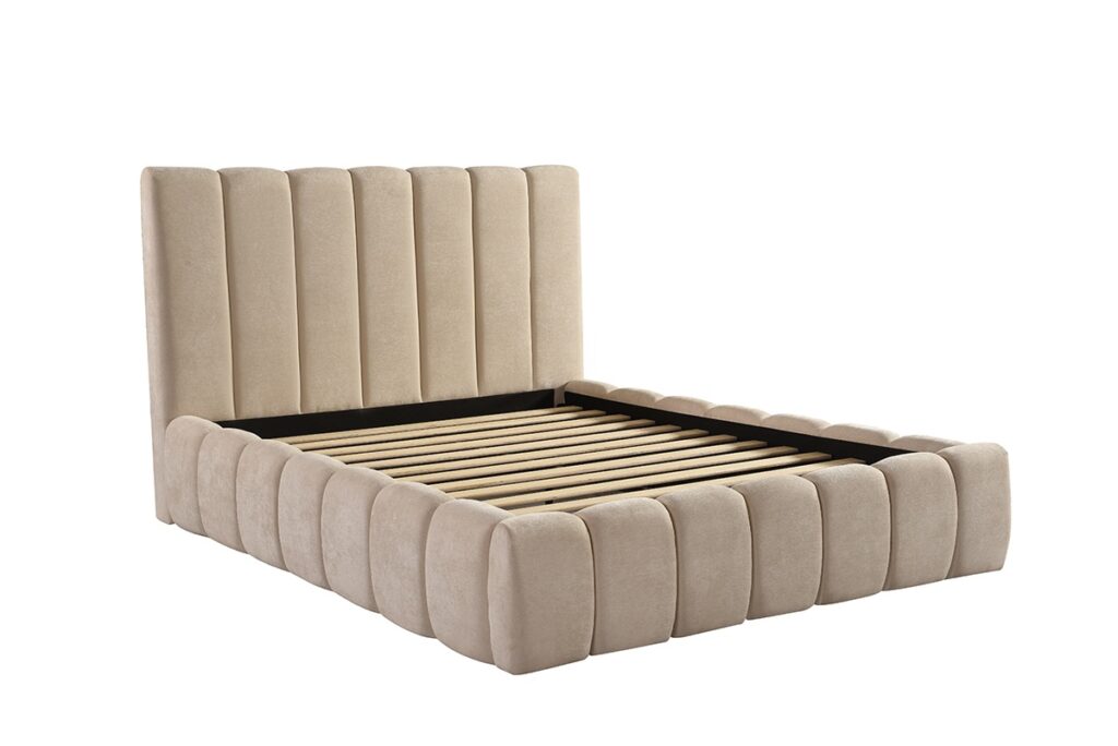 Beige queen bed frame
