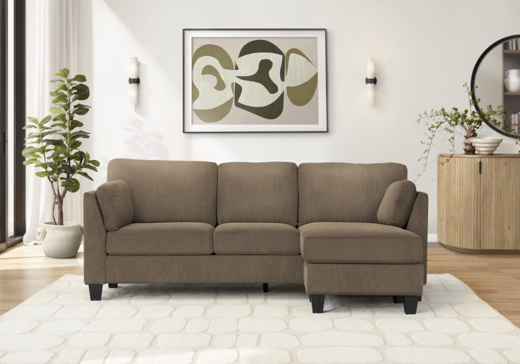 Light brown fabric sofa lounger