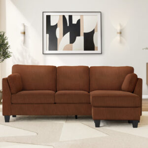 Rust fabric sofa lounger