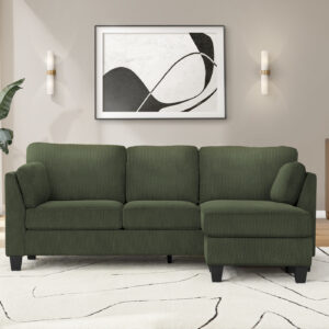 Olive green fabric sofa lounger