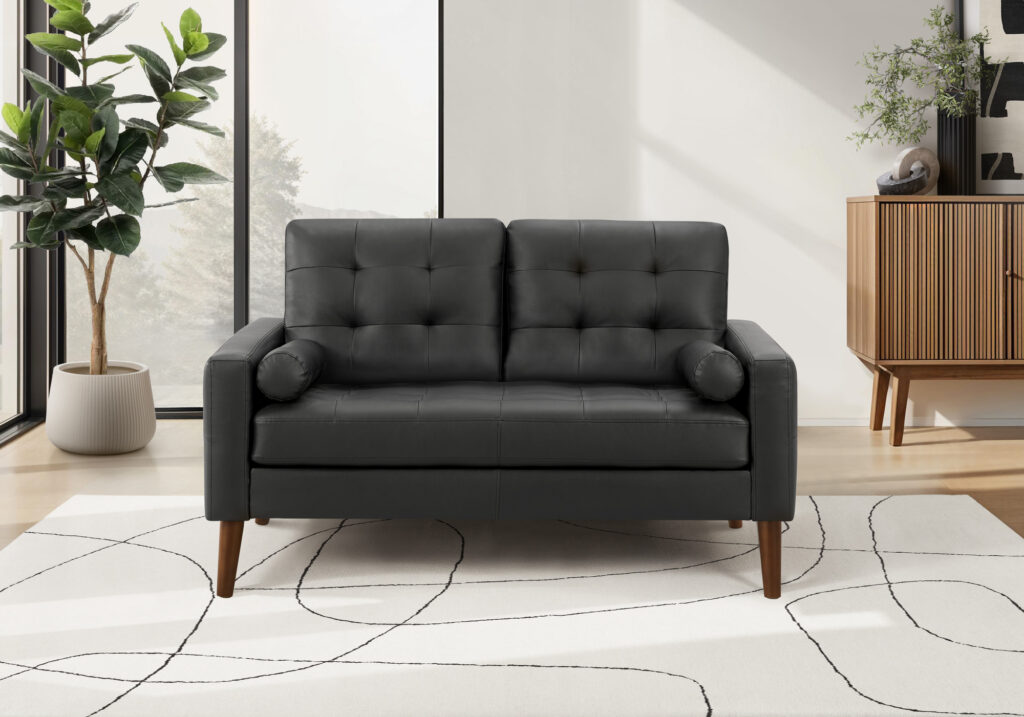Black PU love seat