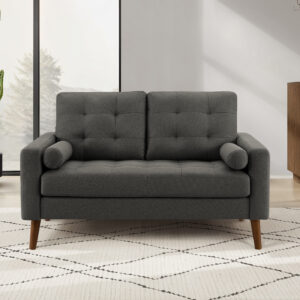 Dark grey fabric love seat
