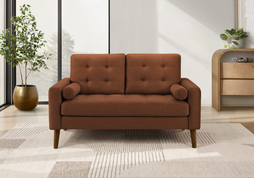 Rust fabric love seat
