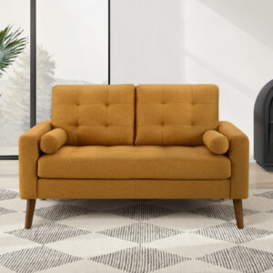 Orange fabric love seat