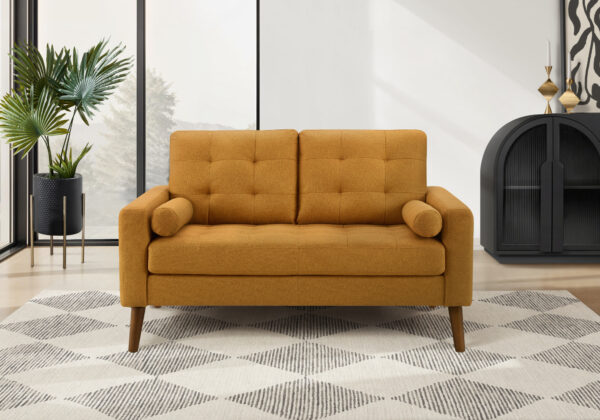 Orange fabric love seat