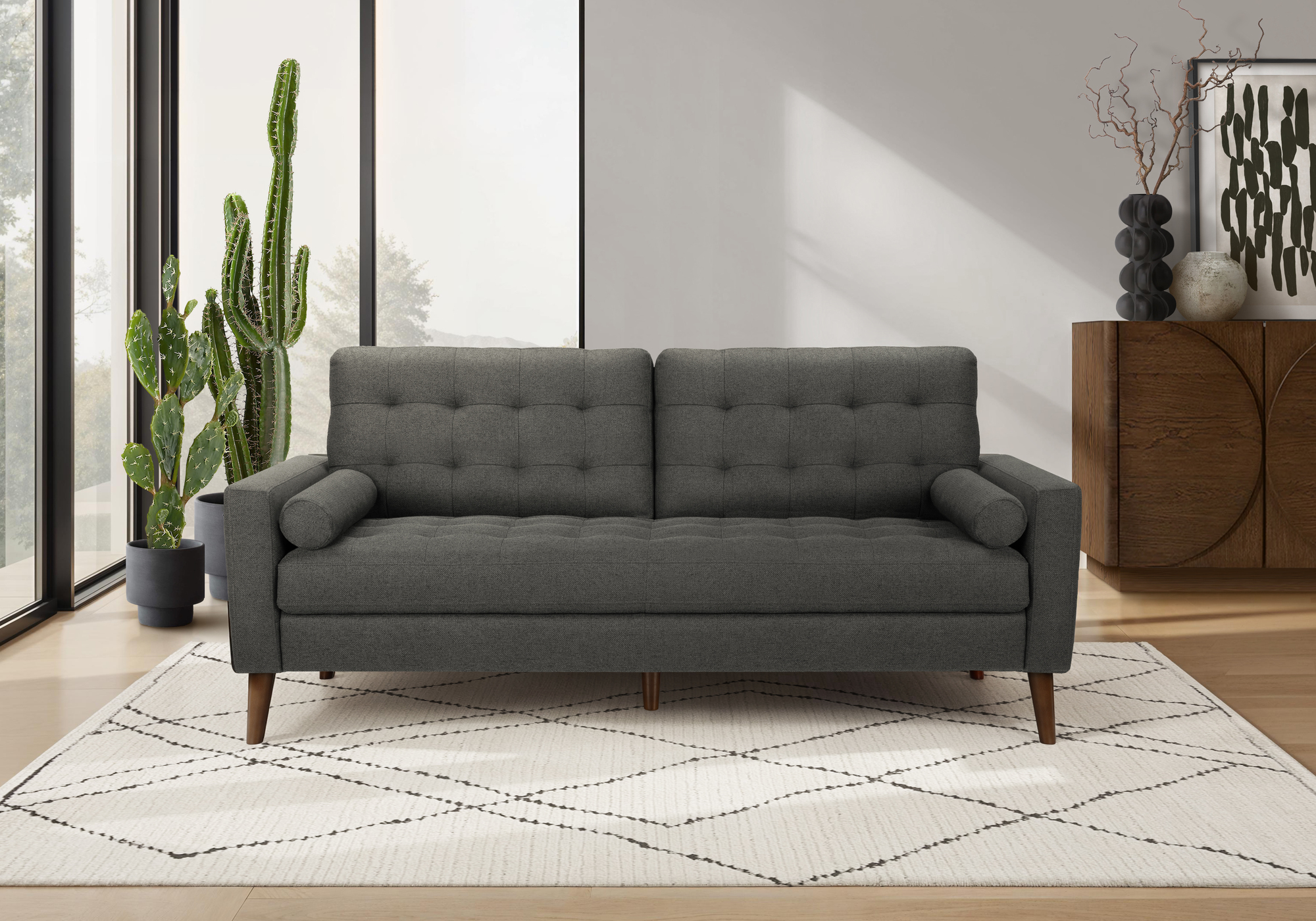 Dark grey fabric sofa