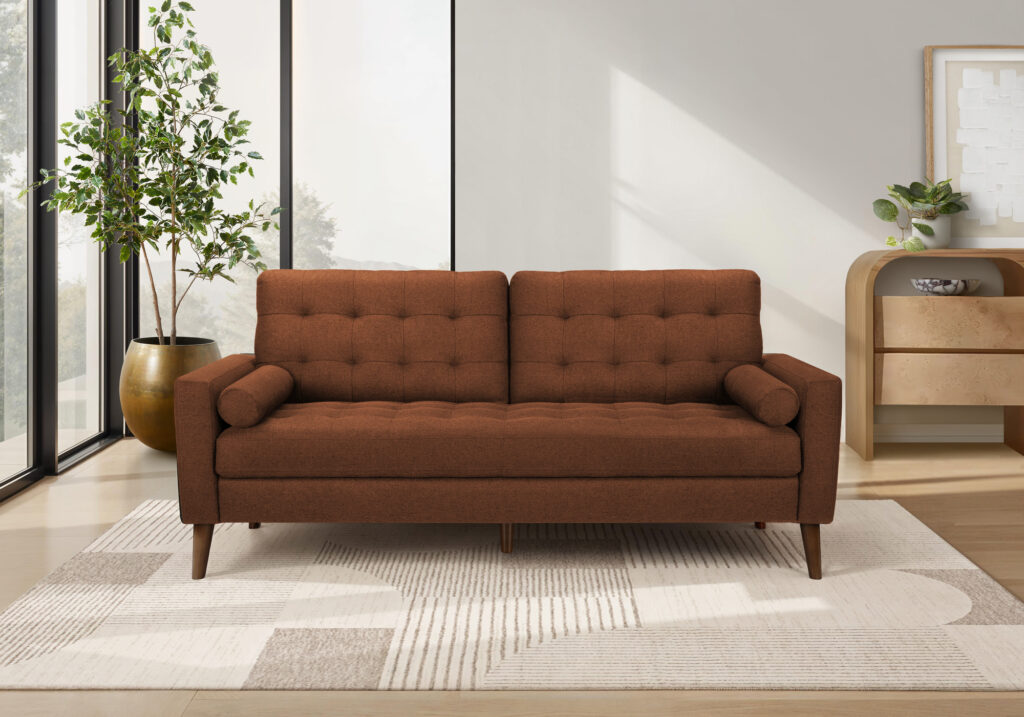 Rust fabric sofa