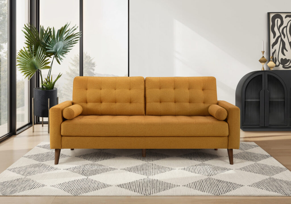 Orange fabric sofa