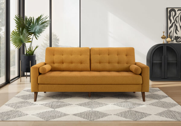 Orange fabric sofa