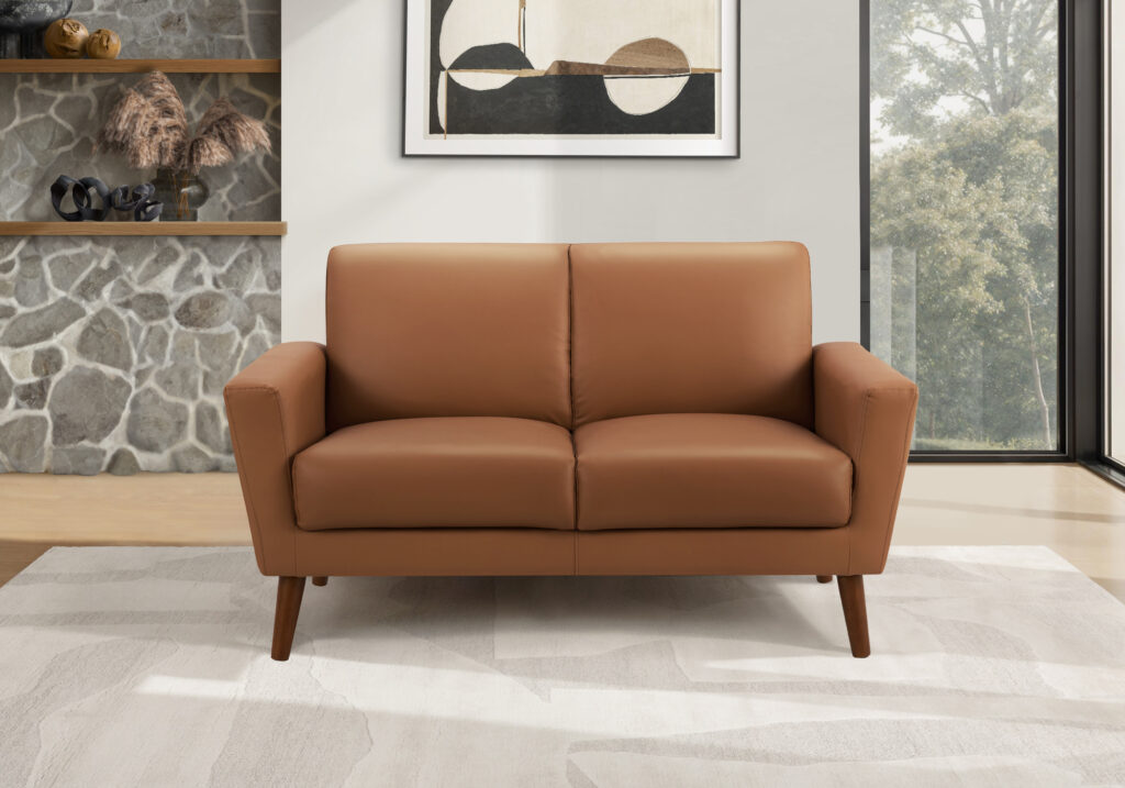 Cognac PU love seat