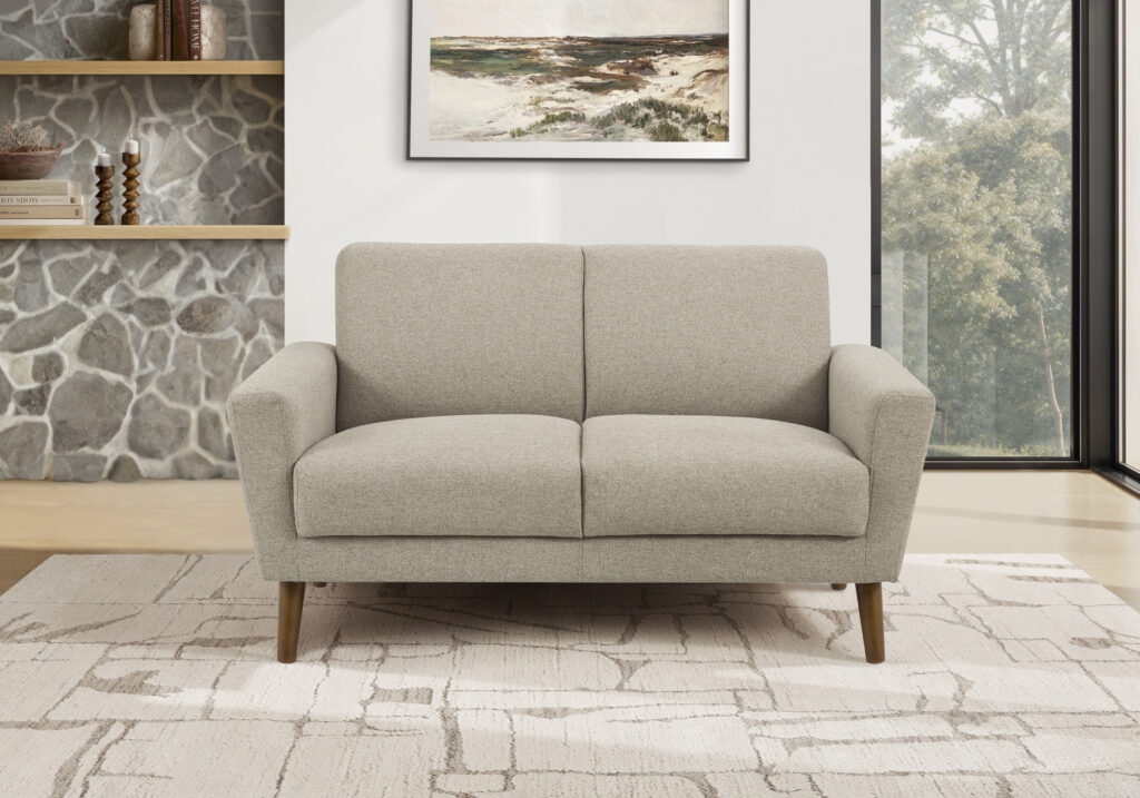Light brown fabric love seat