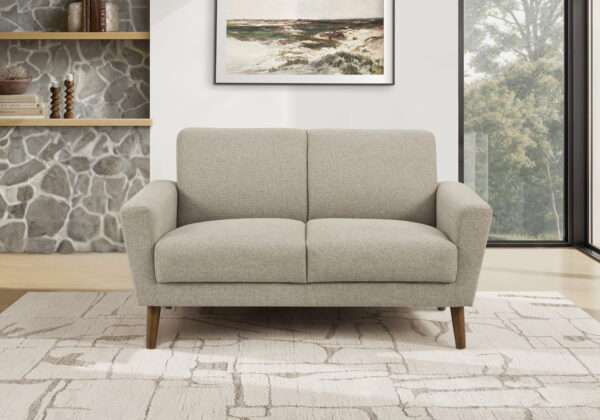 Light brown fabric love seat