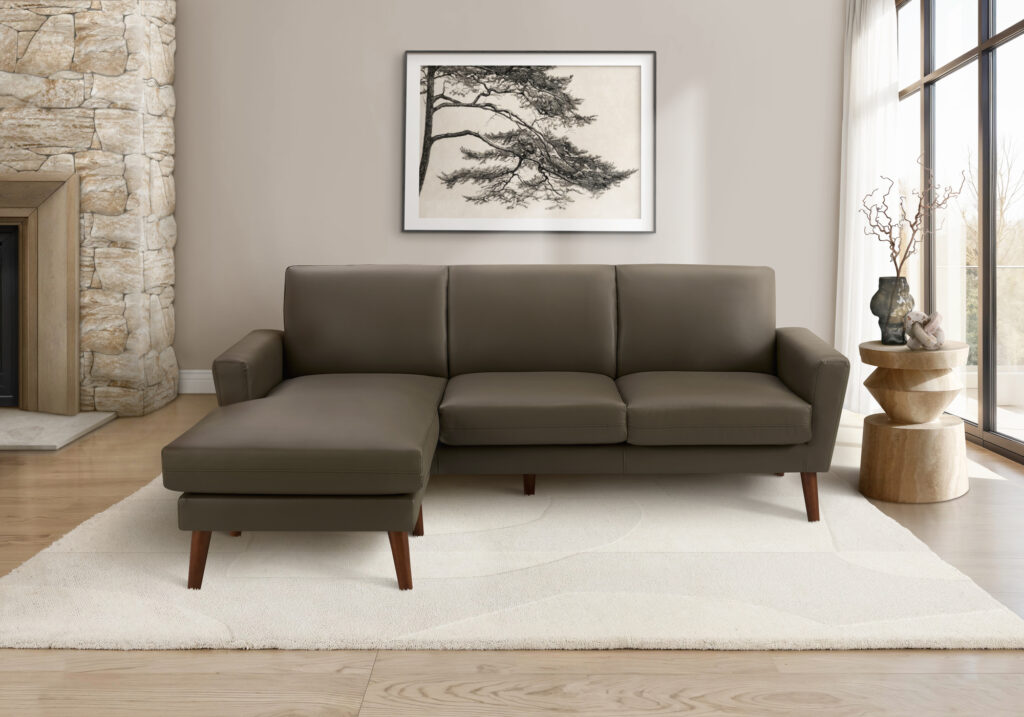 Brown PU sofa lounger