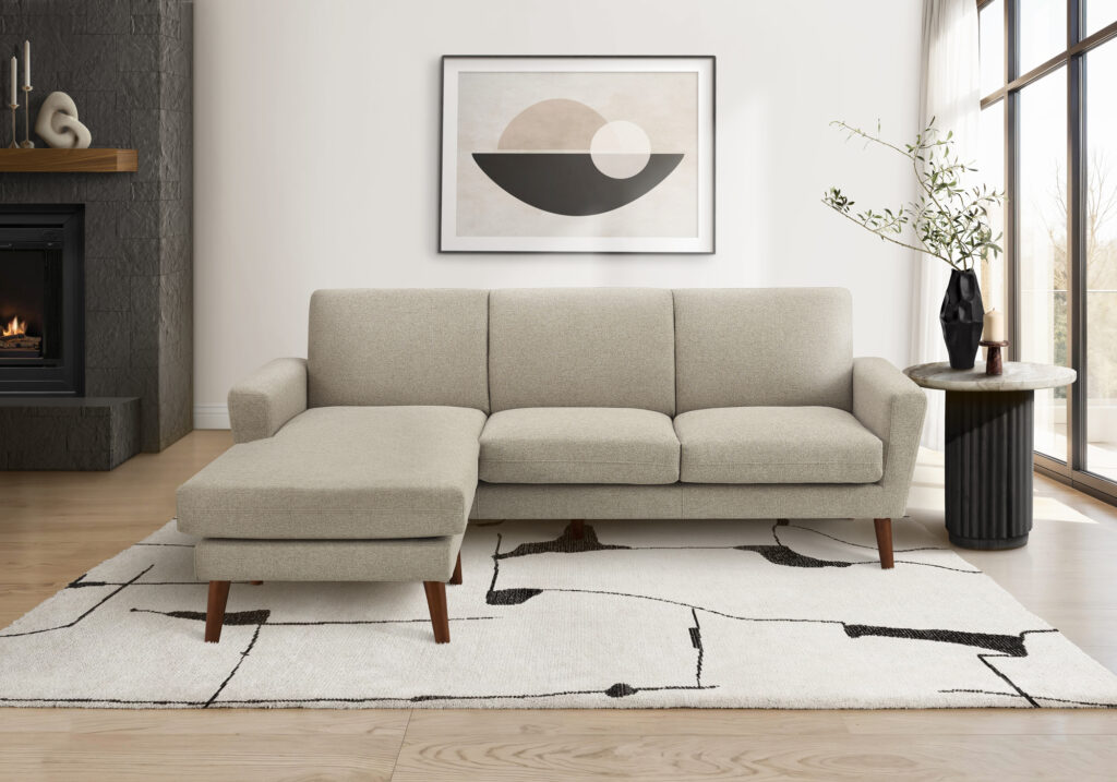 Light brown fabric sofa lounger