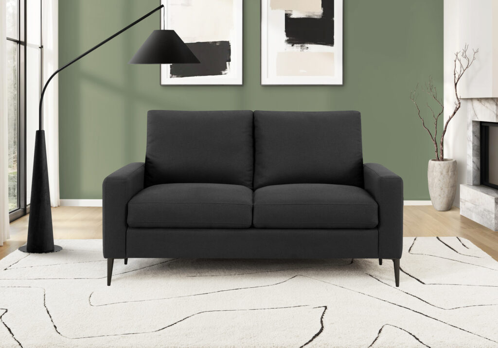 Black fabric love seat