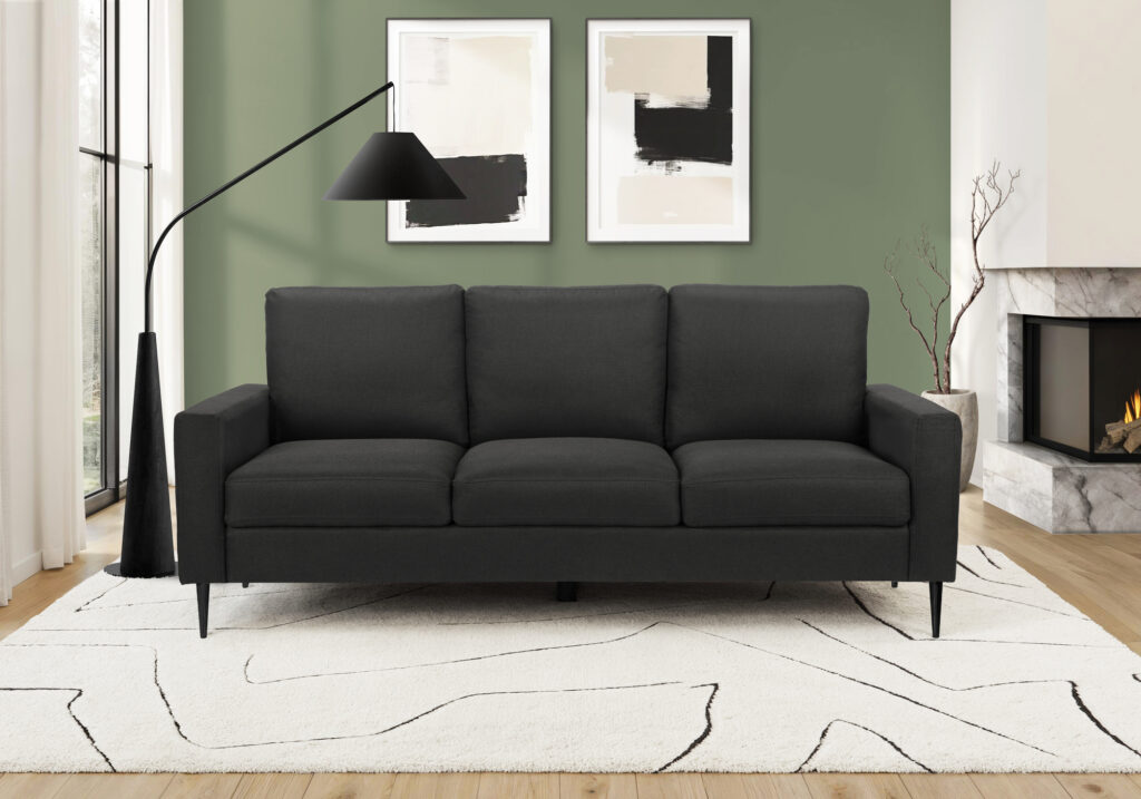 Black fabric sofa