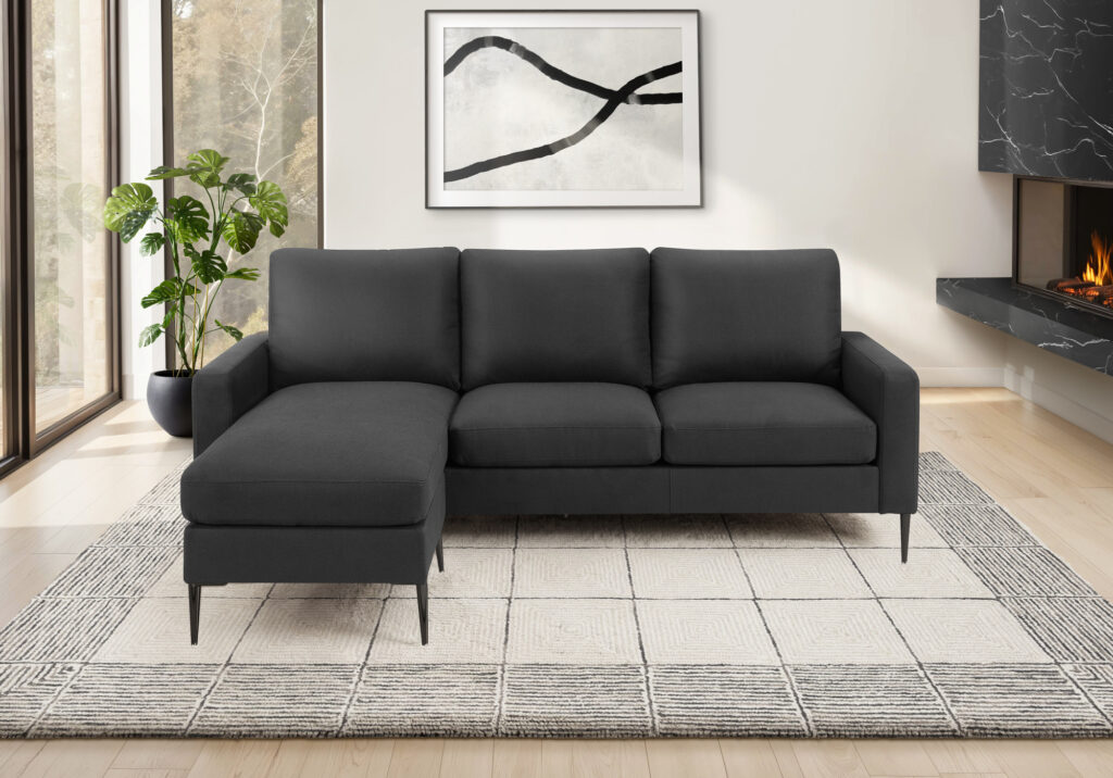 Black fabric sofa lounger