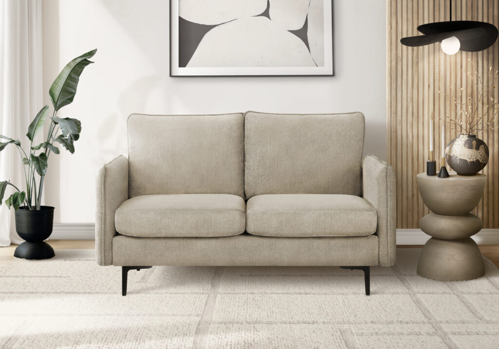 Beige fabric love seat