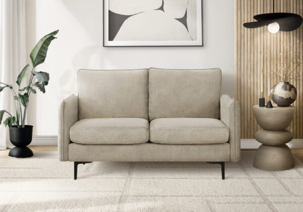 Beige fabric love seat