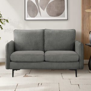 Grey fabric love seat
