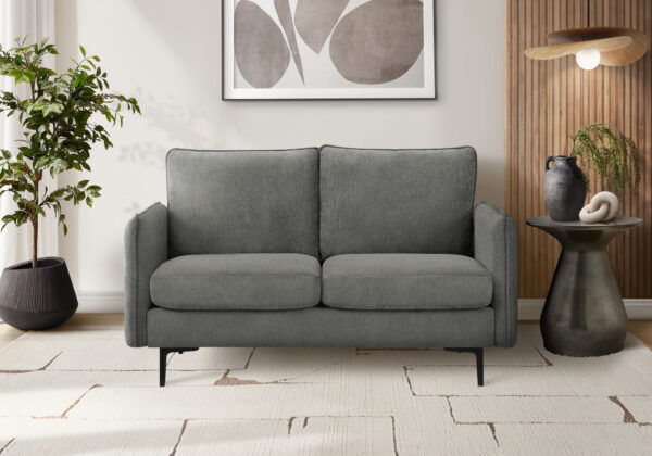 Grey fabric love seat